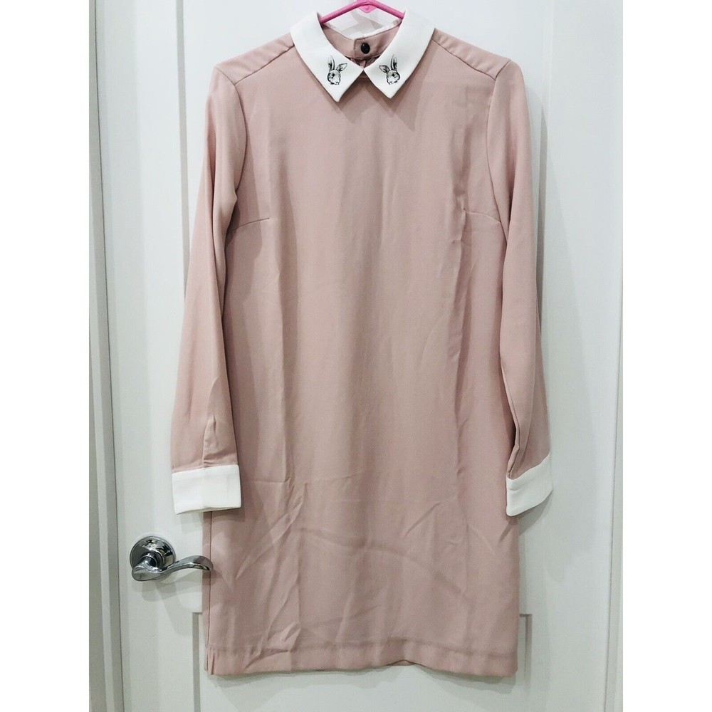 Victoria Beckham Blush Pink Collared Dress-Rabbit Collar S